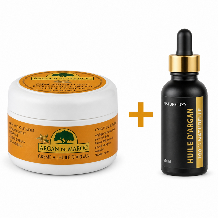 Pack Huile d'Argan 30mL Pipette + Crème à l'Huile d'Argan