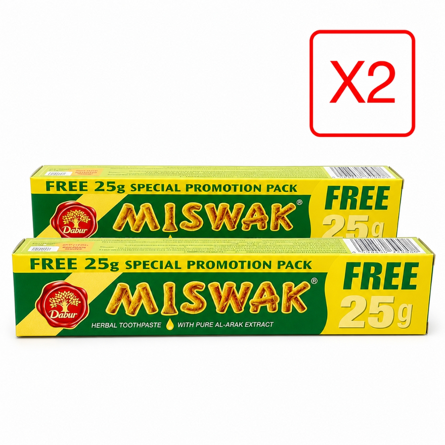 Lot de 2 Dentifrices Miswak  Dabur Sans Fluor Siwak arak brosse à dent