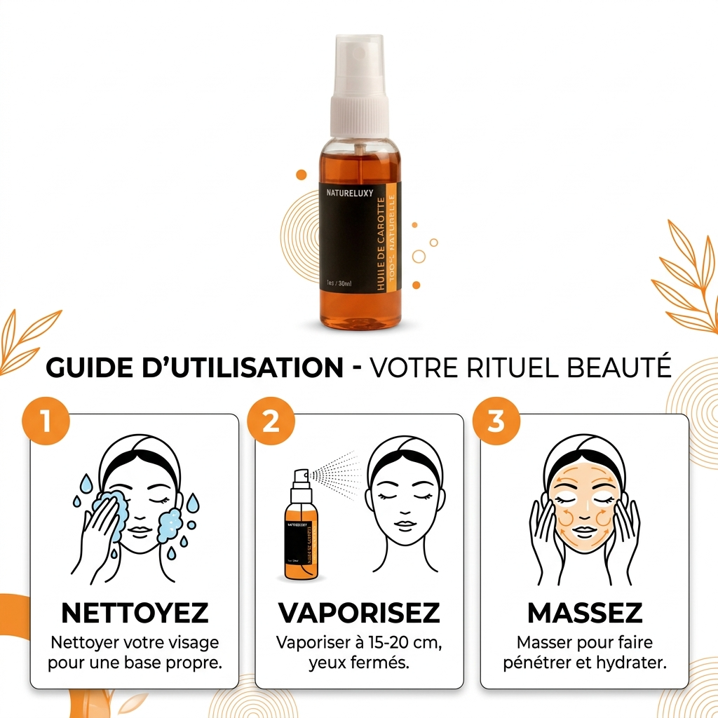 2 Flacons Huile de Carotte  30mL spray 100% naturelle