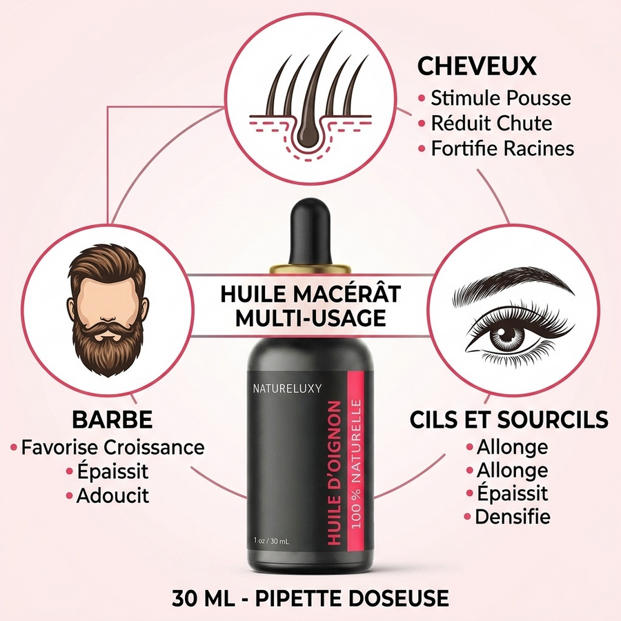 Huile d’Oignon 100% Naturelle 30 ml — Macérat huileux, Soin Cheveux & Cuir Chevelu