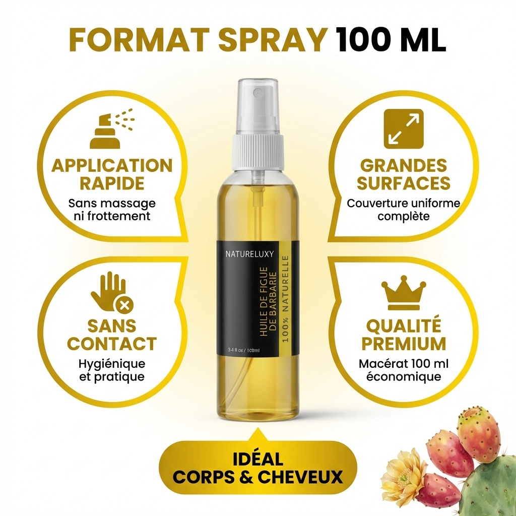 Huile de Figue de Barbarie Puissant Anti-rides 100mL Spray 100% naturelle