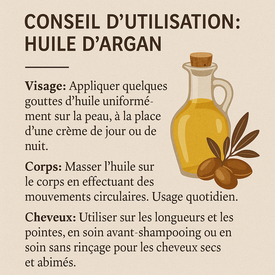 Huile d'Argan BIO – Soin multi-usage peau et cheveux – Natureluxy