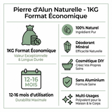 Pierre d’Alun en Poudre 1 kg (Potassium Alum) – Déodorant Naturel & Actif Cosmétique – Potassium Medical & Care