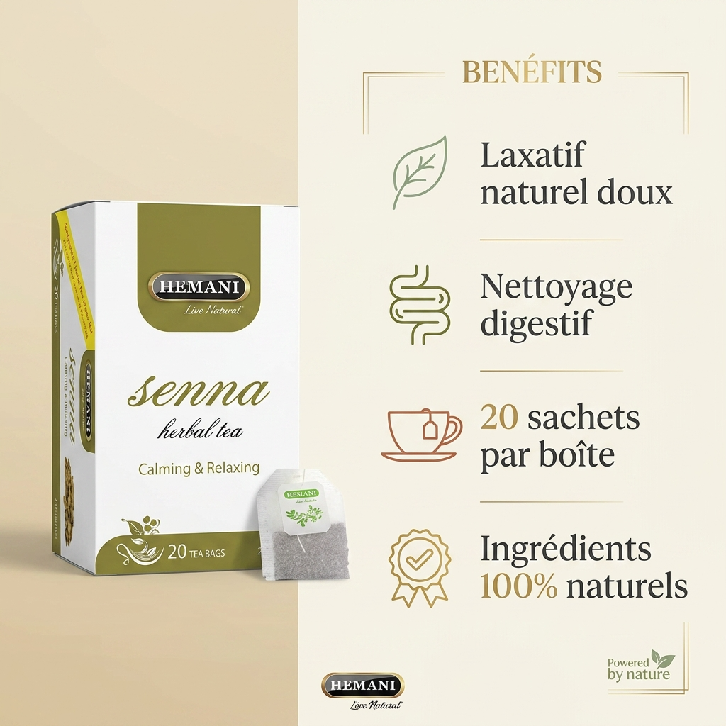 Lot de 4 Tisanes au Séné Hemani — 20 sachets par boîte (80 sachets)
