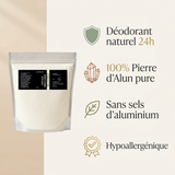 Pierre d’Alun en Poudre 1 kg (Potassium Alum) – Déodorant Naturel & Actif Cosmétique – Potassium Medical & Care