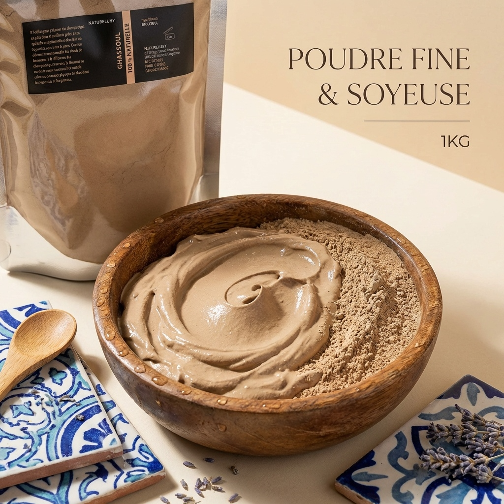 1Kg Argile Ghassoul en Poudre  Ultrafine - Masque Visage Corps Cheveux - Moroccan Lava Clay