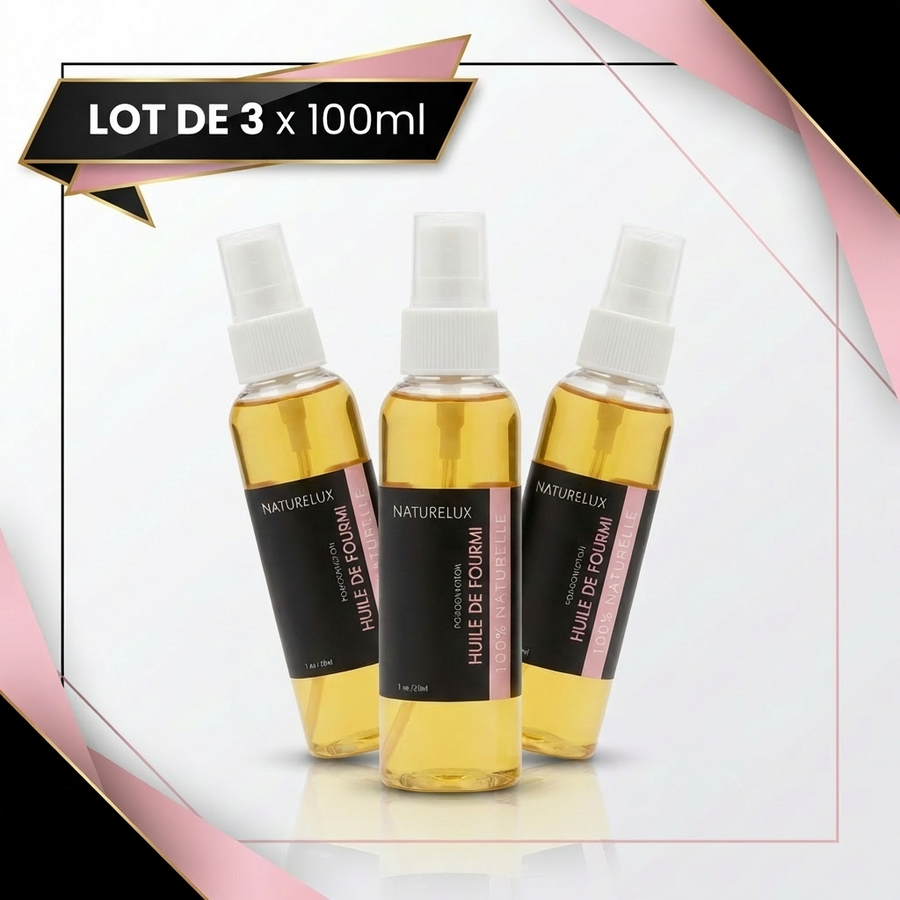 3 Huile de Fourmi Contre la Pousse des Poils 100mL Spray 100% Naturelle -10%