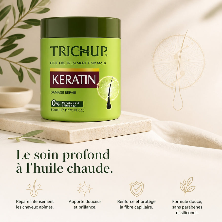 Masque Capillaire Keratine Trichup 500 ml — infographie des bienfaits en français
