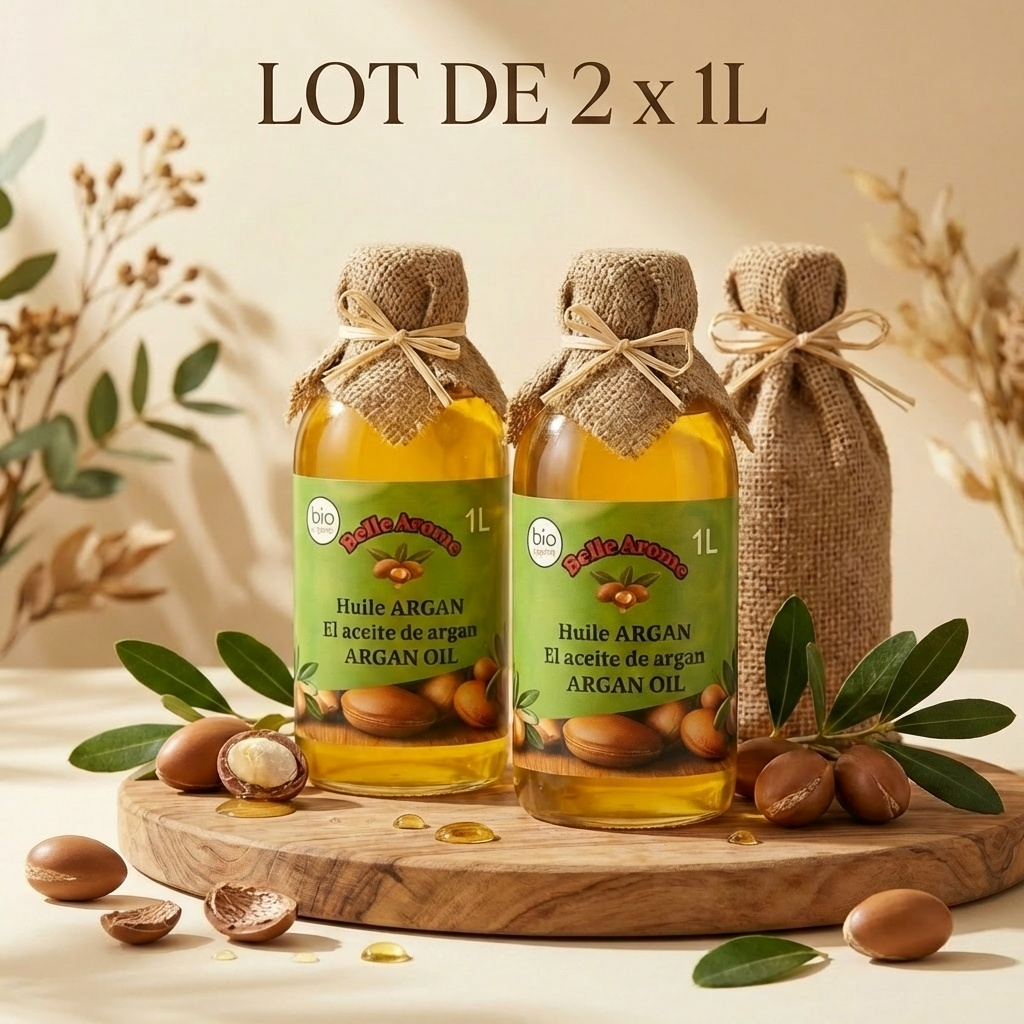 Lot de 2 Huiles Végétale d'Argan 100% naturelle et bio - 1L