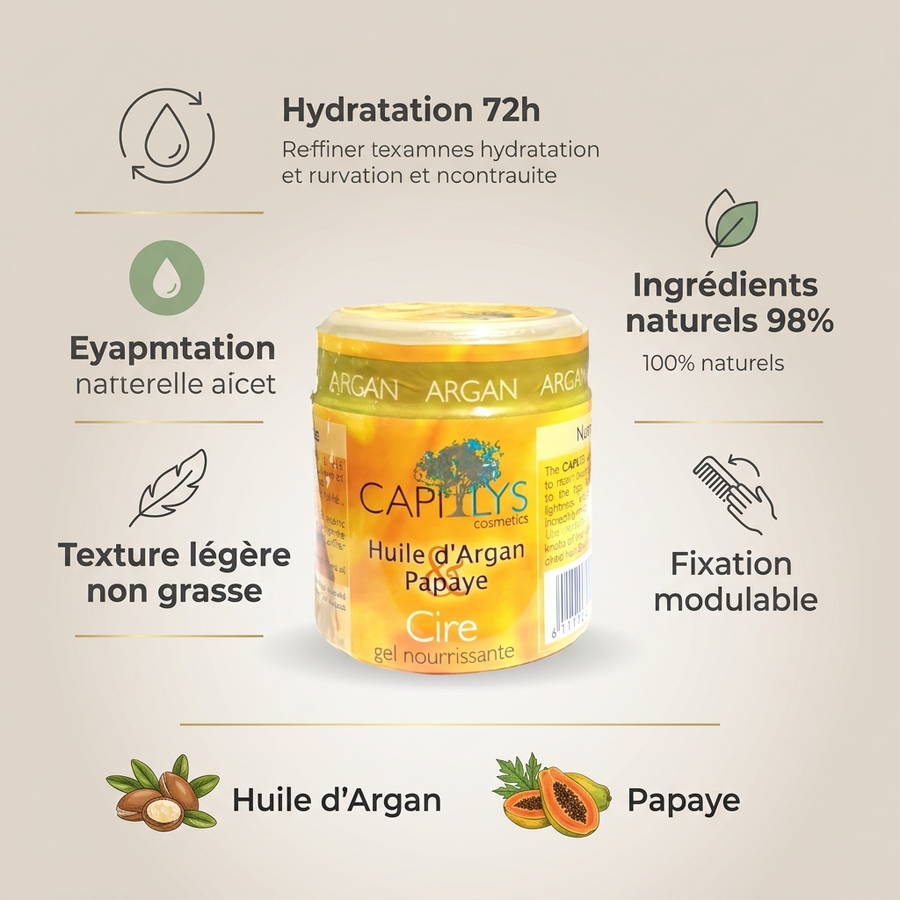 Gel Nourrissant Argan & Papaye Capilys — Cire Gel Capillaire