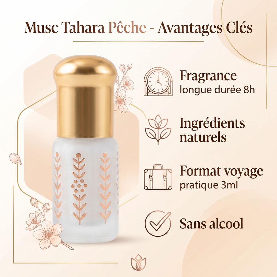 Musc Tahara Pêche 3 mL - Musc Blanc Parfumé