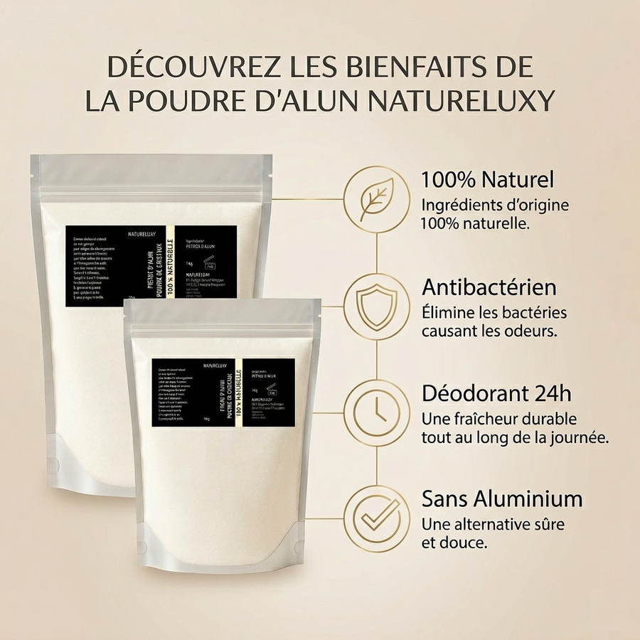2kg Pierre d'Alun en Poudre - Déodorant Naturel au Potassium Alum