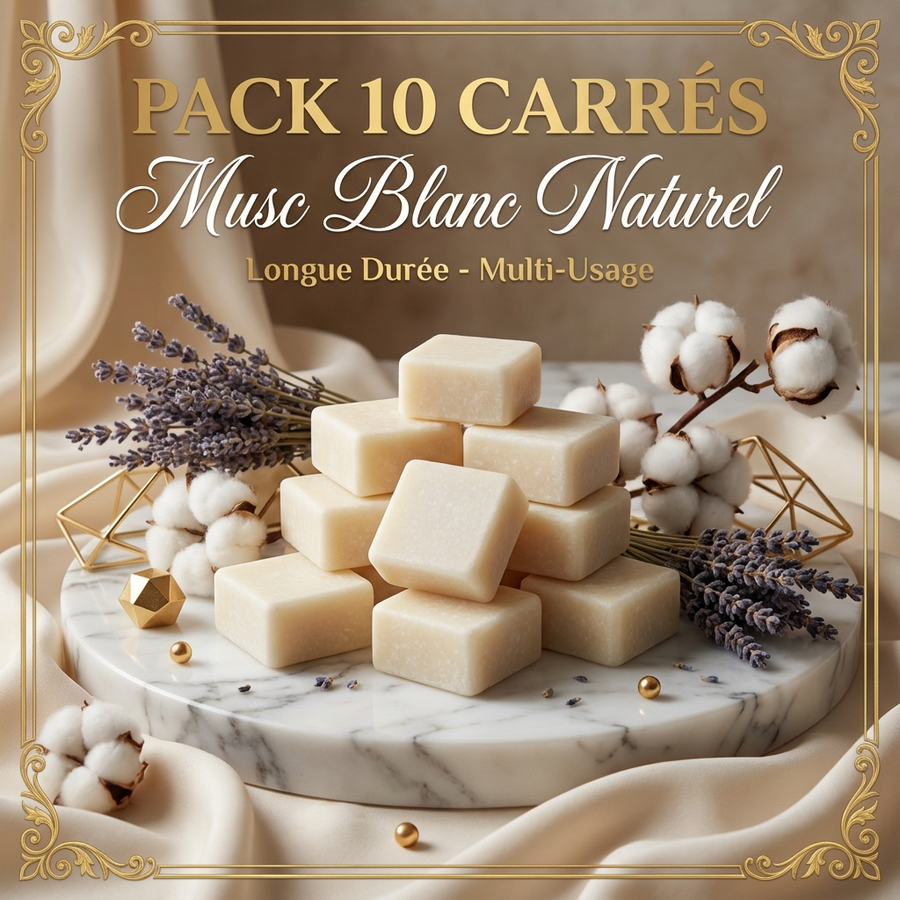 Lot de 10 carrés de Musc Blanc – parfum solide - détail produit
