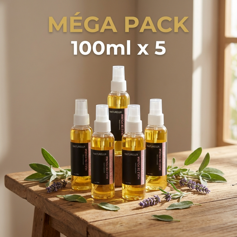 5 Huile de Fourmi Contre la Pousse des Poils 100mL Spray 100% Naturelle -20%