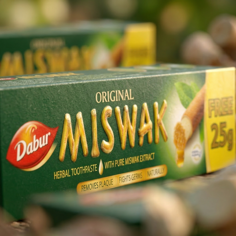 Lot de 2 Dabur Miswak Dentifrice sans fluor – (50 g + 25 g)  – Extrait d’Al-Arak