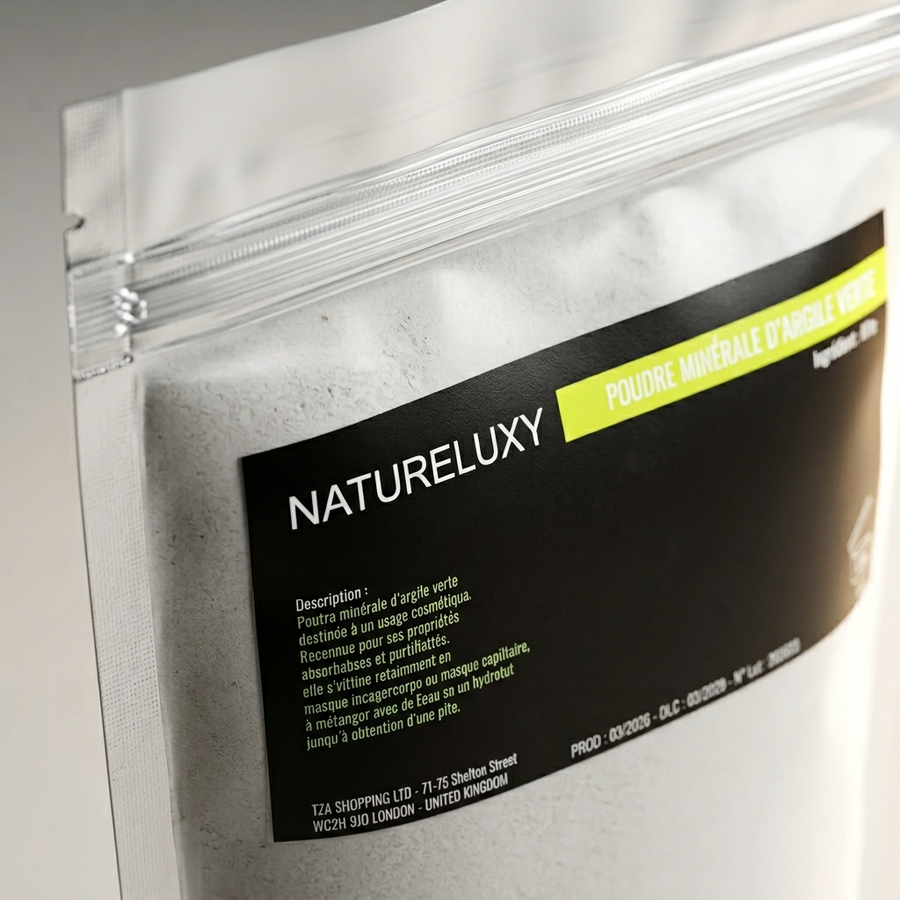 Argile verte en poudre 500 g – Usage externe (visage, cheveux, bains)