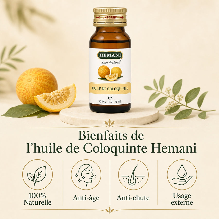 Hemani Huile de Coloquinte 30 mL — Infographie des bienfaits
