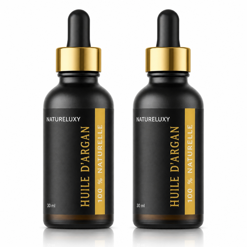 Lot de 2 Huiles d’Argan 30 ml Pipette — 100% naturelle, Soin visage corps cheveux (2×30 ml)