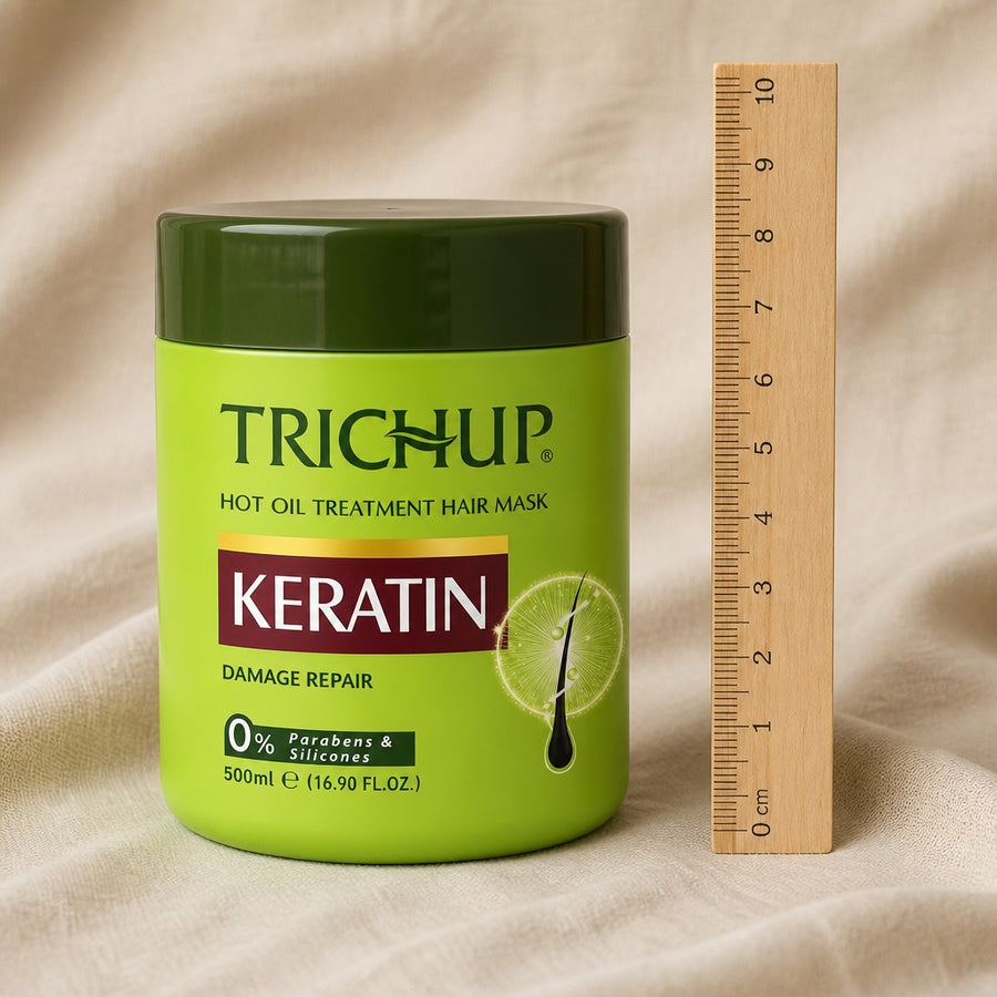 Masque Capillaire Keratine Trichup 500 ml — référence d'échelle avec règle 10 cm