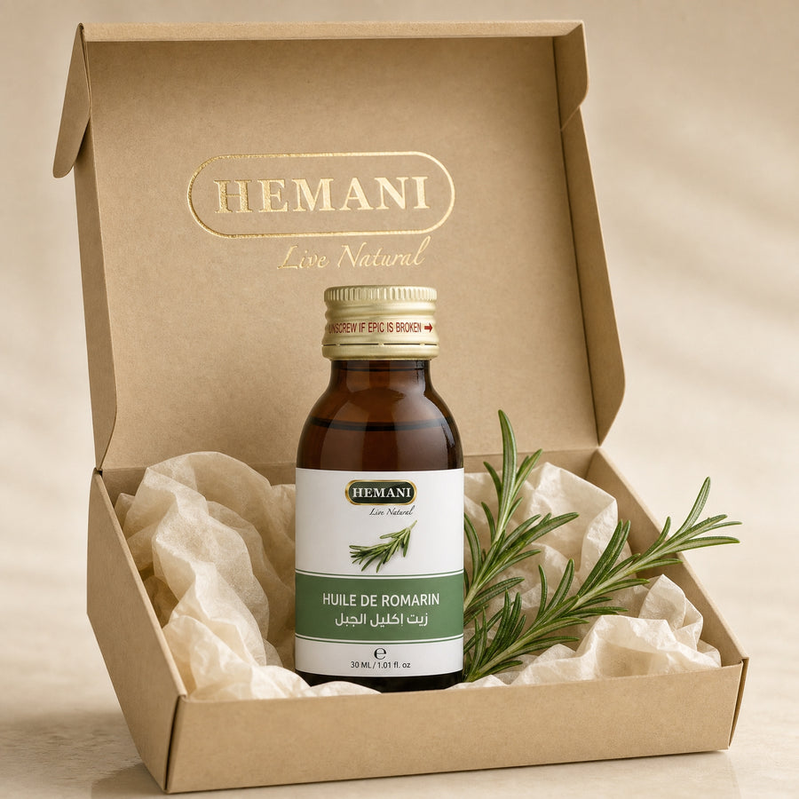 Hemani Huile de Romarin 30 mL — Coffret packaging premium