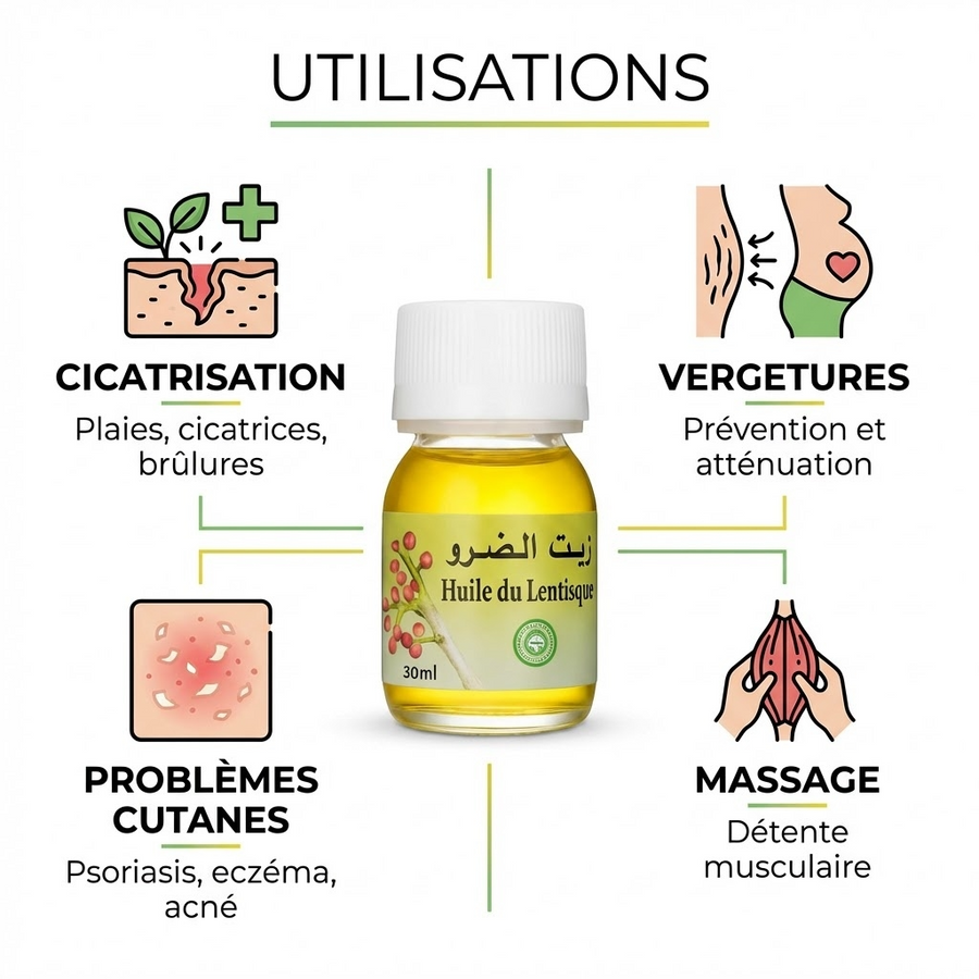Huile de Lentisque 30mL 100% Naturelle (Mâcérat)