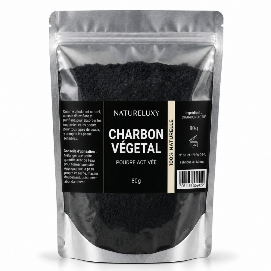 Poudre de Charbon 80gr Dent Blanche Natureluxy Blanchiment des Dents Naturel
