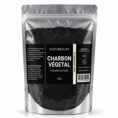 Poudre de Charbon 80gr Dent Blanche Natureluxy Blanchiment des Dents Naturel