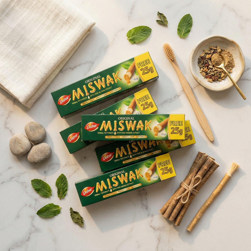 Lot de 5 Dentifrices Dabur Miswak (Siwak/Arak) – Sans Fluor