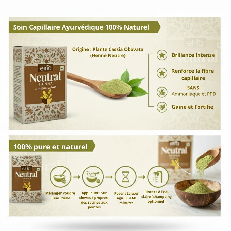 Henné neutre 100 % naturel – soin capillaire en poudre