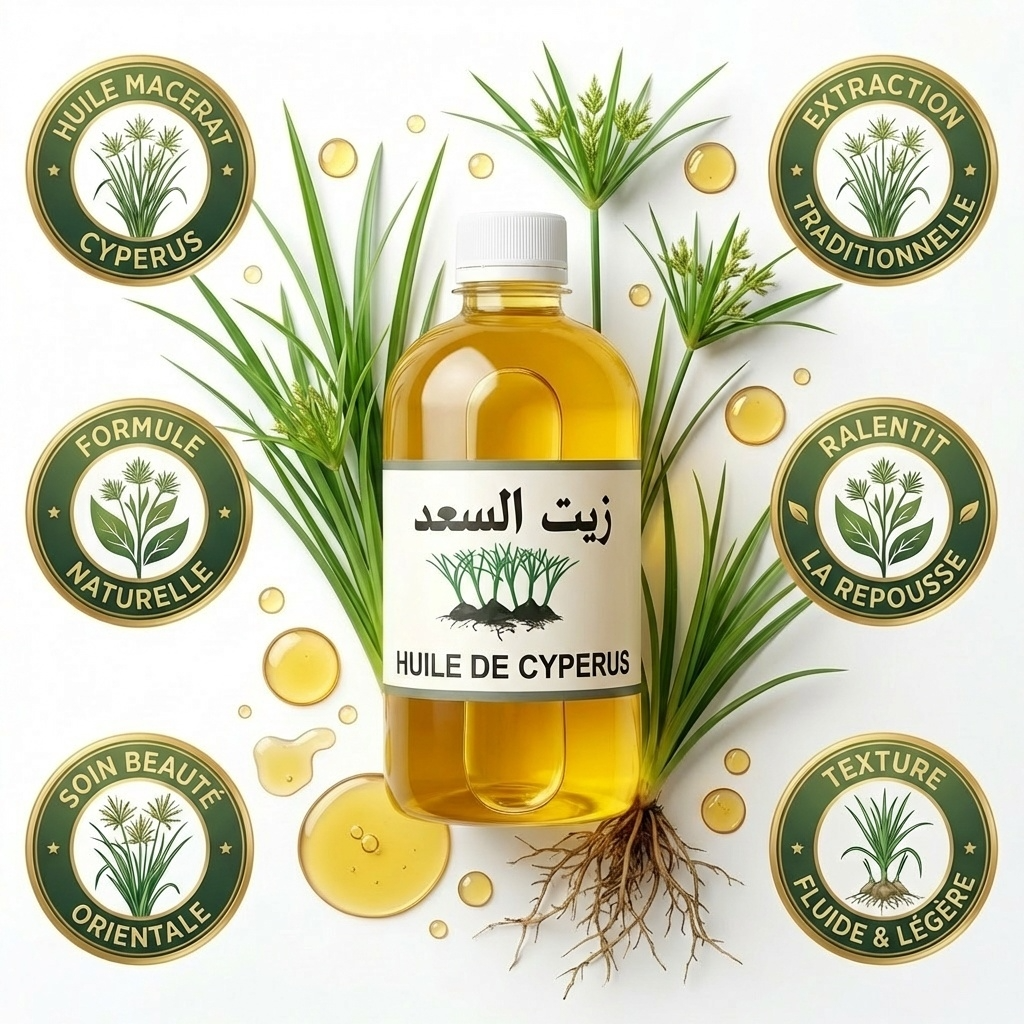 1L Huile de Souchet - 100% Naturelle - Macérat Corps & Cheveux