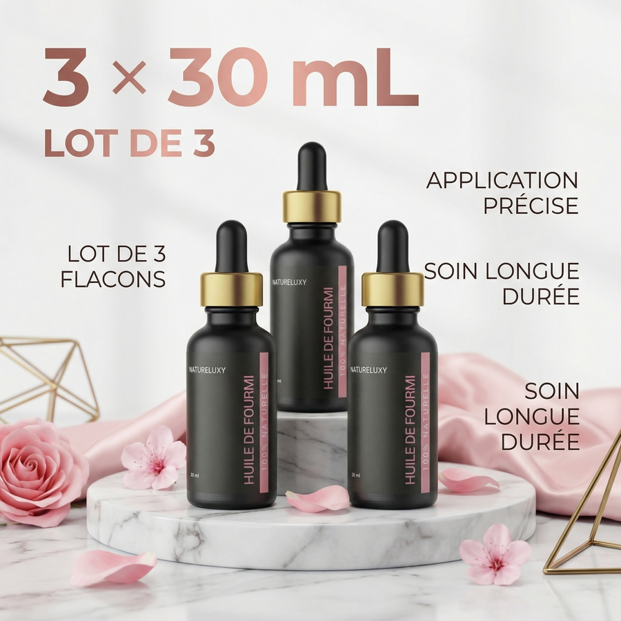 3 Huiles de Fourmi Contre la Pousse du Poil 30ml pipette -10%