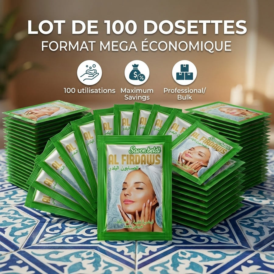 Carton de 100 dosettes de savon noir naturel  -   produits hammam