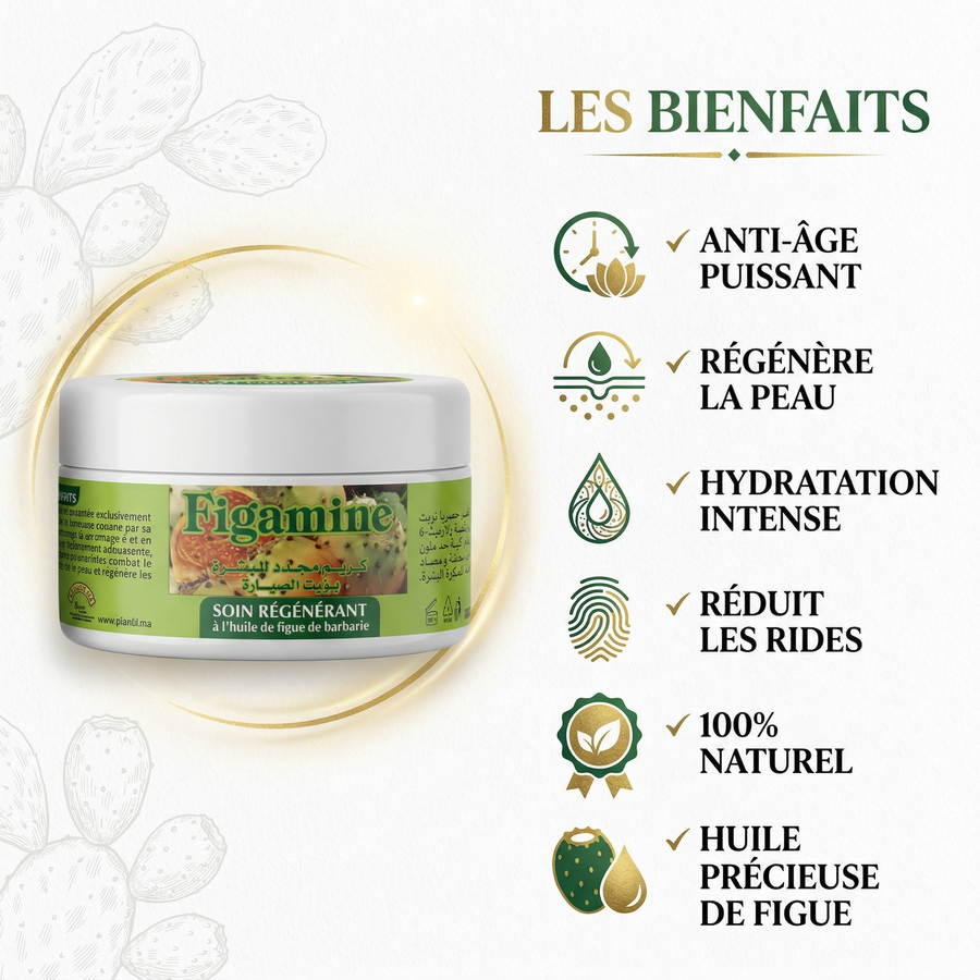 Crème à la figue de barbarie Figamine 100 ml – Soin régénérant visage, corps & mains
