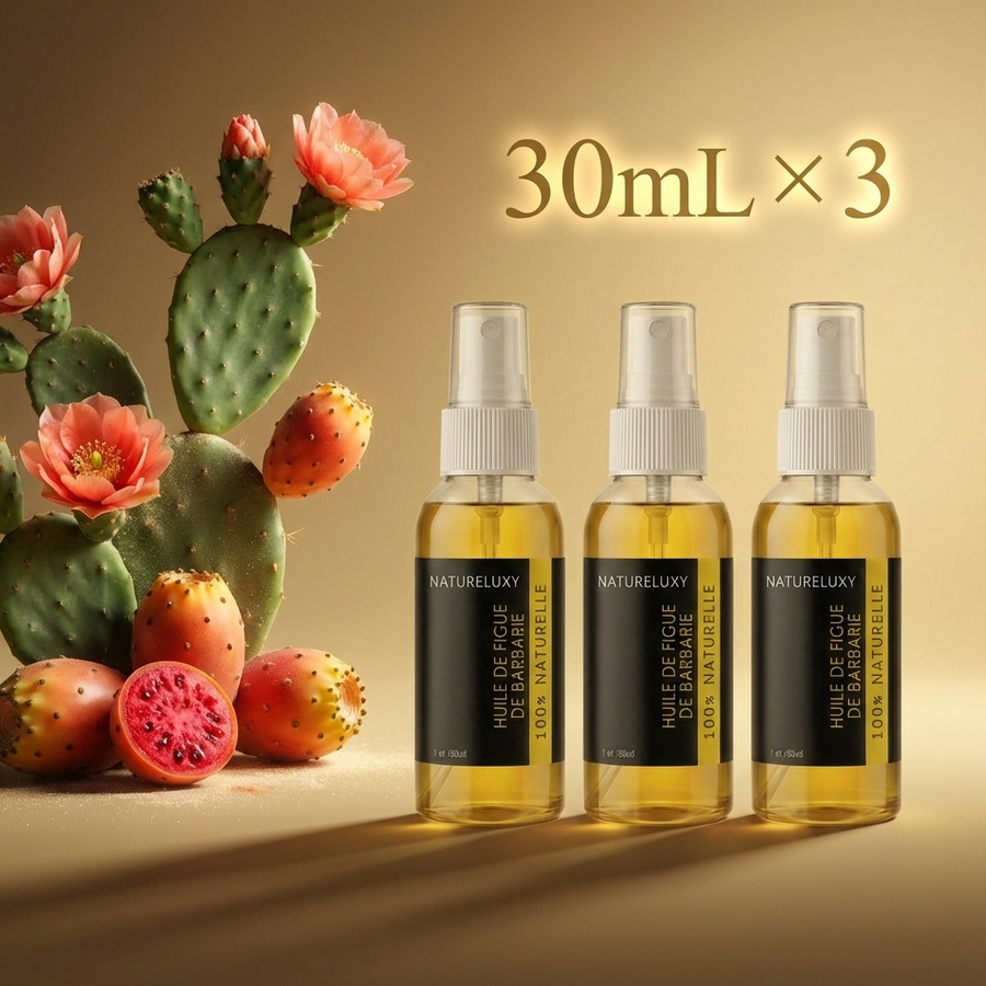 Lot 3× Huile de Figue de Barbarie 30 ml Spray – Soin visage anti-âge, peaux matures & déshydratées
