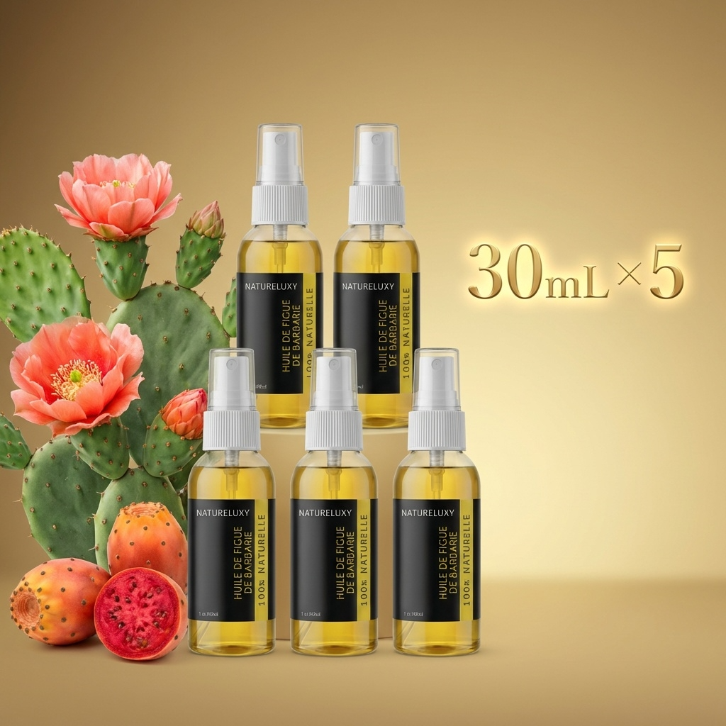 Lot 5× Huile de Figue de Barbarie 30 ml Spray – Soin visage anti-âge, peau mature & déshydratée
