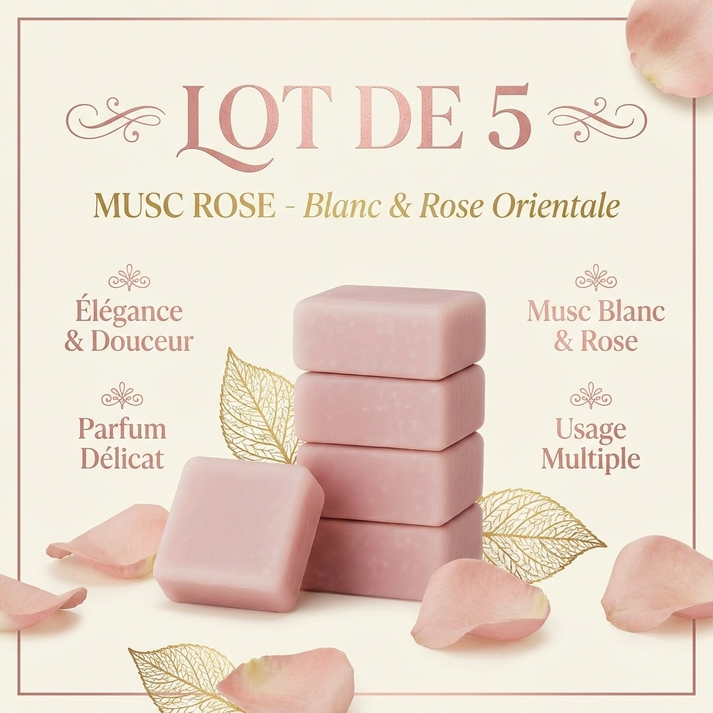 Lot de 5 carrés de musc rose – parfum solide