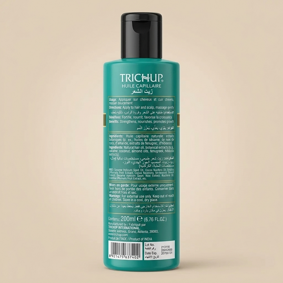 Huile Cheveux Trichup 200 ml – Soin indien pour routine pousse & volume – extraits de plantes
