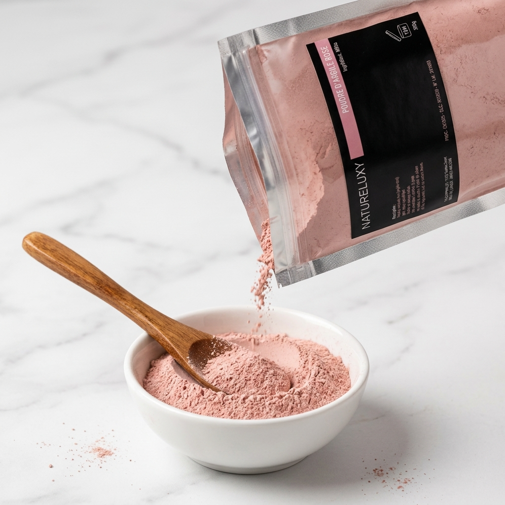 Argile rose en poudre 250 g – Usage externe (masque visage, cheveux, bain)