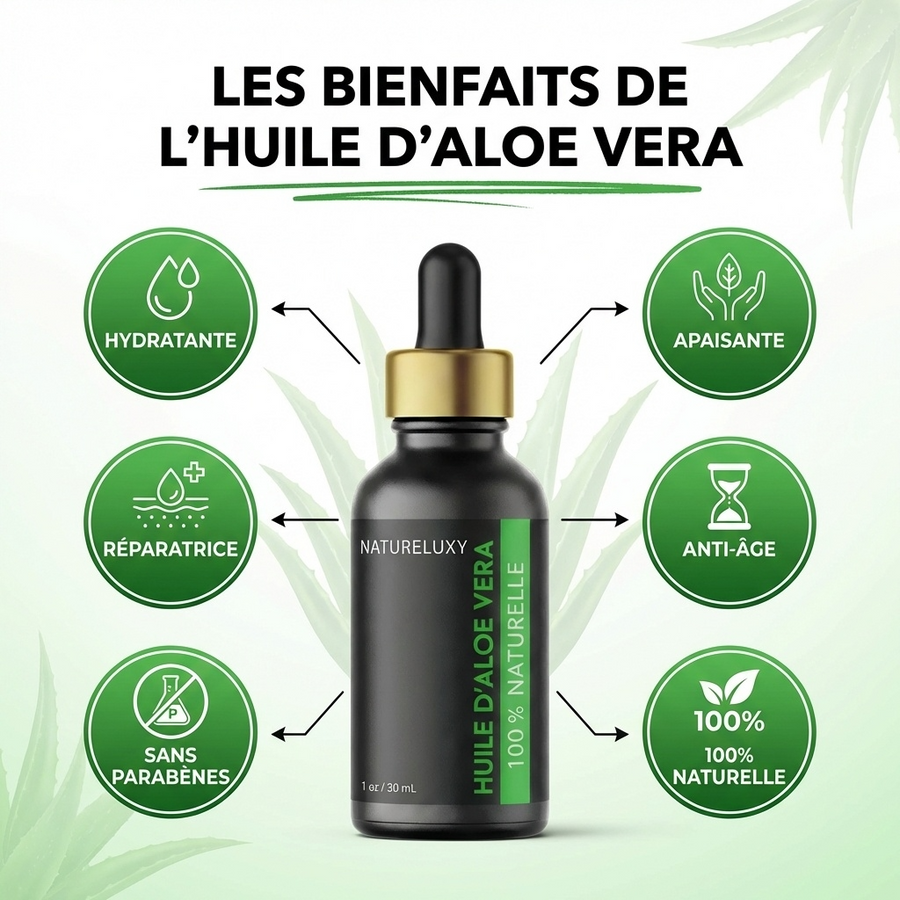 Huile d'Aloé Vera 30mL pipette 100% Naturelle