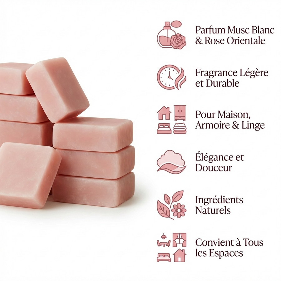 Lot de 10 carrés de musc rose – parfum solide - image produit 5