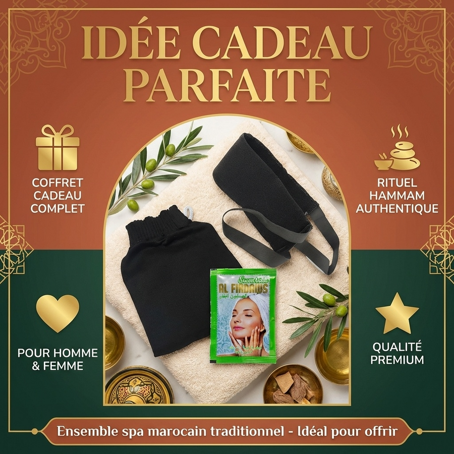 Gant Kessa avec Gant Dorsal et Dosette Savon Noir - Exfoliant
