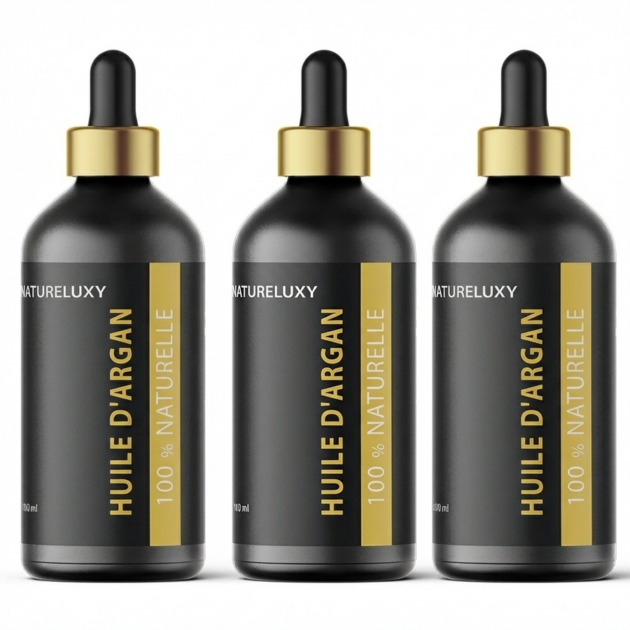 3 Huile d'Argan 100mL Pipette 100% naturelle -10%