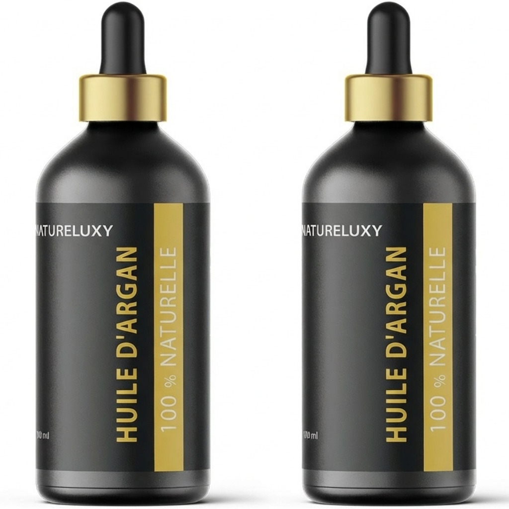 2×100 mL Huile d’Argan 100% Naturelle  – Pipette – Soin Peau & Cheveux