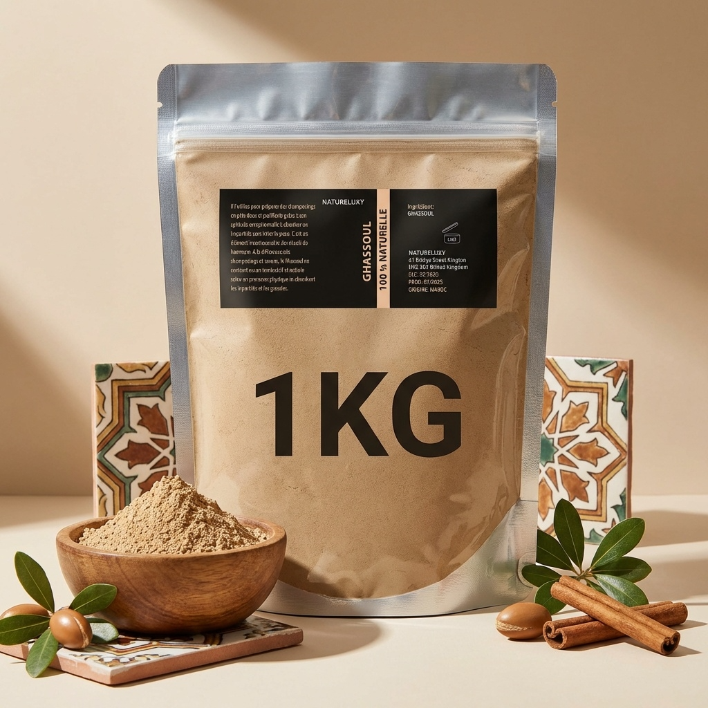 1Kg Argile Ghassoul en Poudre  Ultrafine - Masque Visage Corps Cheveux - Moroccan Lava Clay