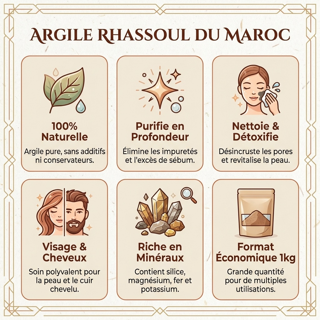 Ghassoul du Maroc en vrac - 1kg