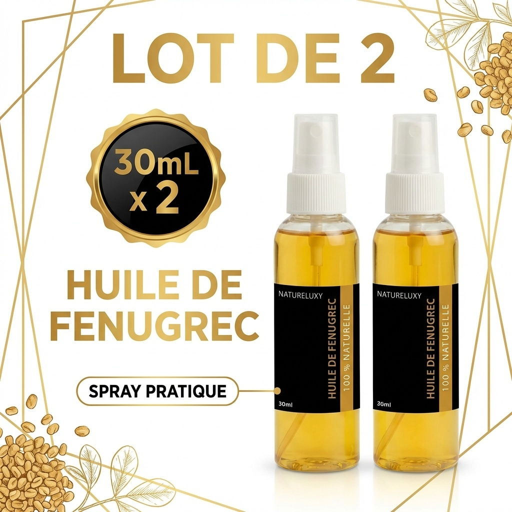 2 Flacons Huile de fenugrec 30mL Spray 100% Naturel