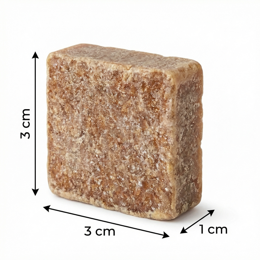 Dimensions d'un carré de parfum de 3 cm de côté et 1 cm d'épaisseur