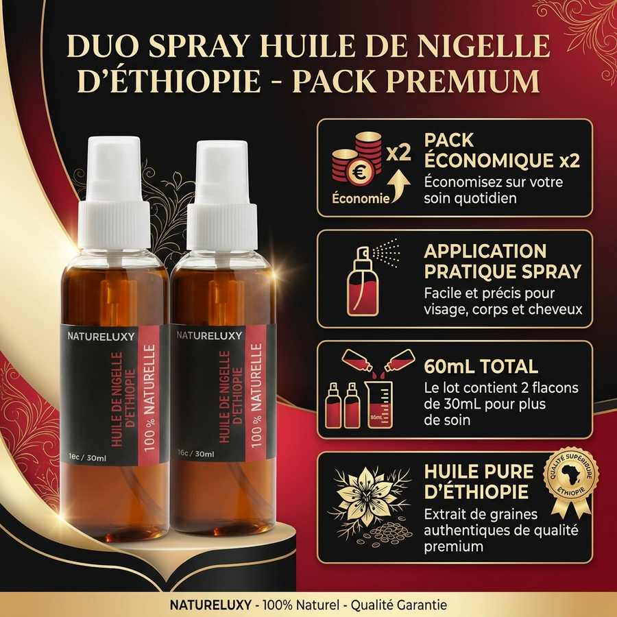 Lot de 2 Huiles de Nigelle d'éthiopie 30mL spray 100% naturelle