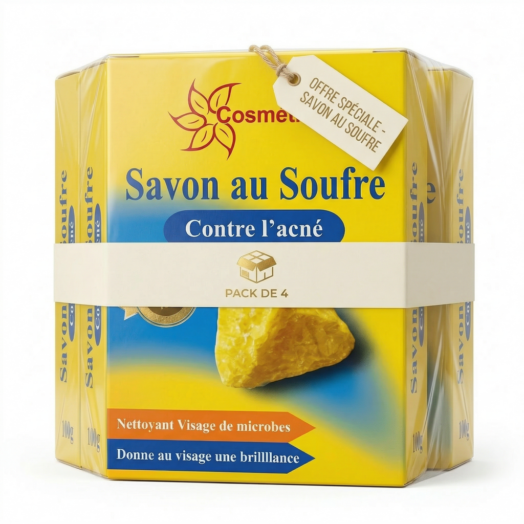 Lot de 4 Savons au Soufre Fabio 80 g | Peaux grasses à imperfections