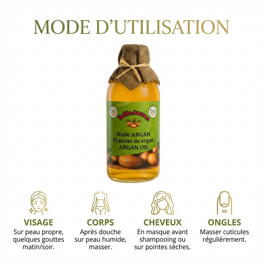 Lot de 2 Huiles Végétale d'Argan 100% naturelle et bio - 1L